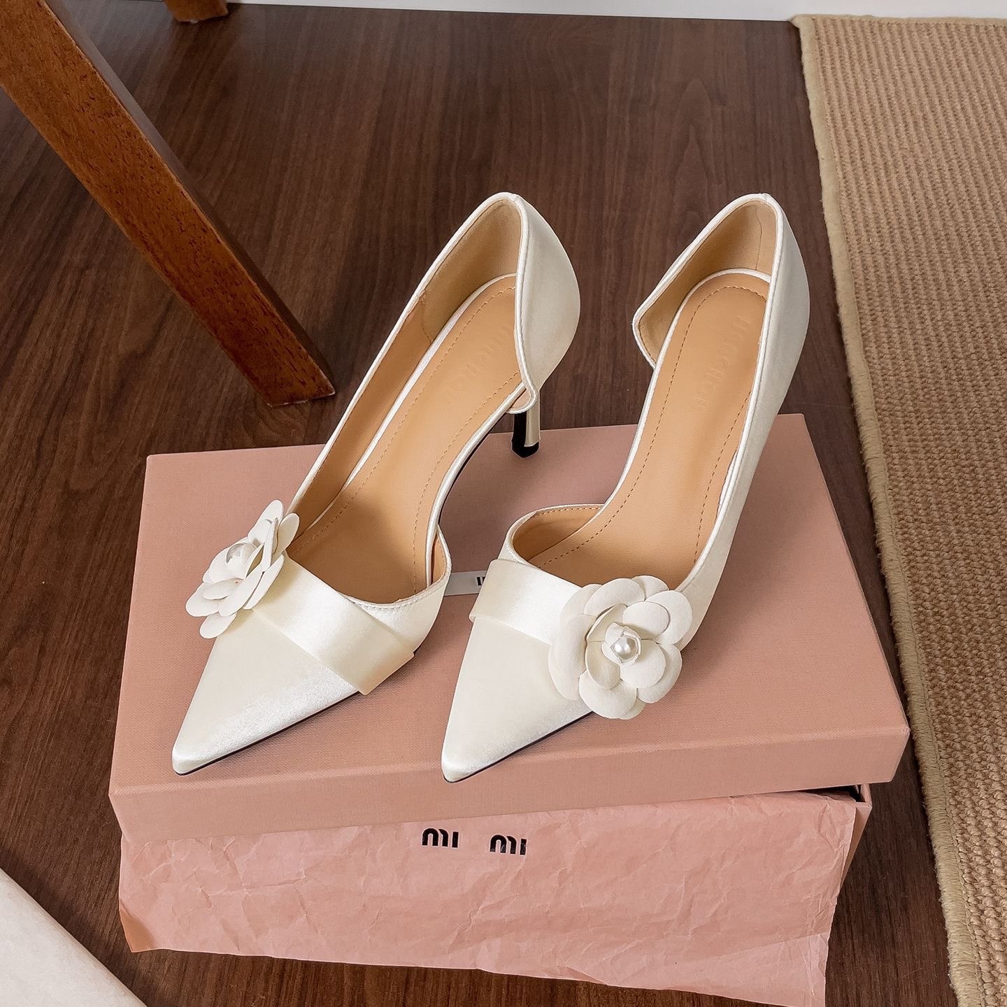 Formal Women Daily Wear Footwear - Satin Pointed Stiletto Pumps Women Floral