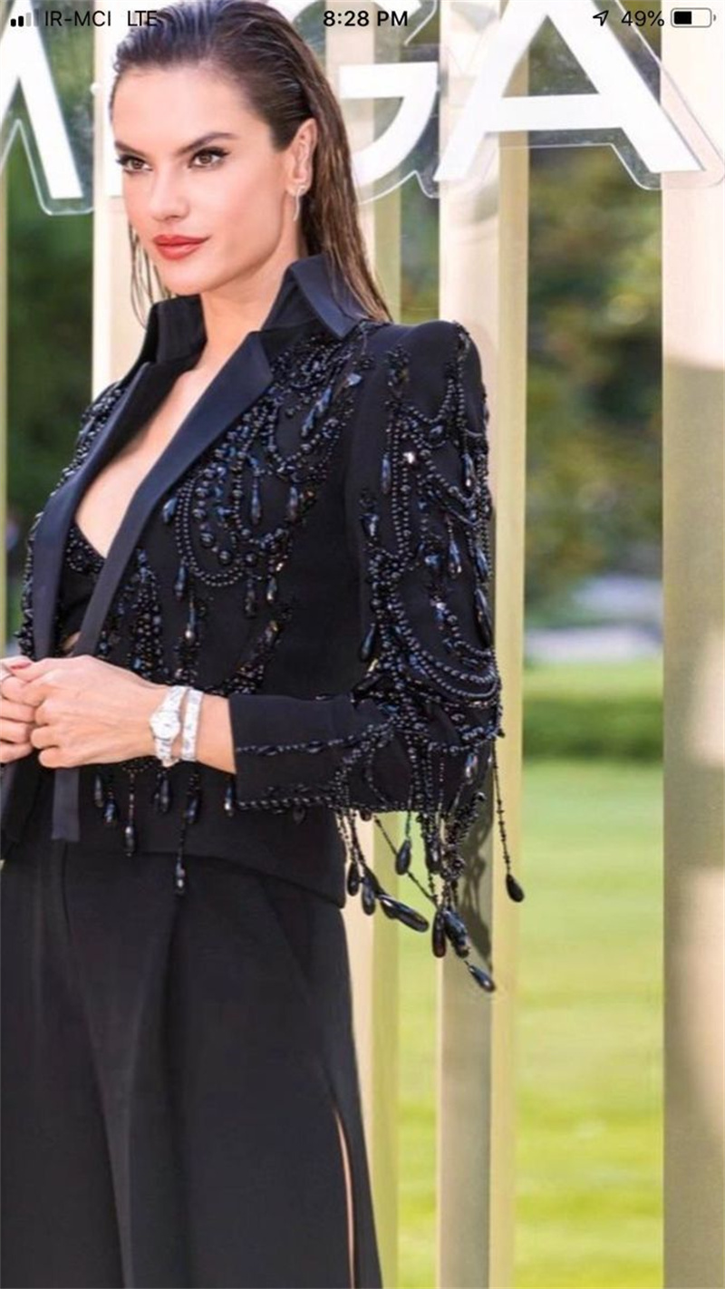 Black Crystals Women Suits Set - огляд і ціна Women Formal Wear With Black Blazer