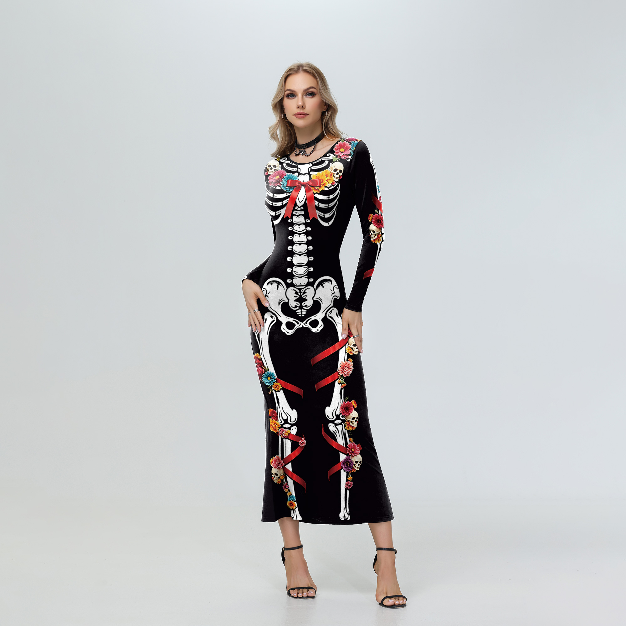 Halloween Women Floral Skeleto - огляд і ціна Women'S Red Formal Wear