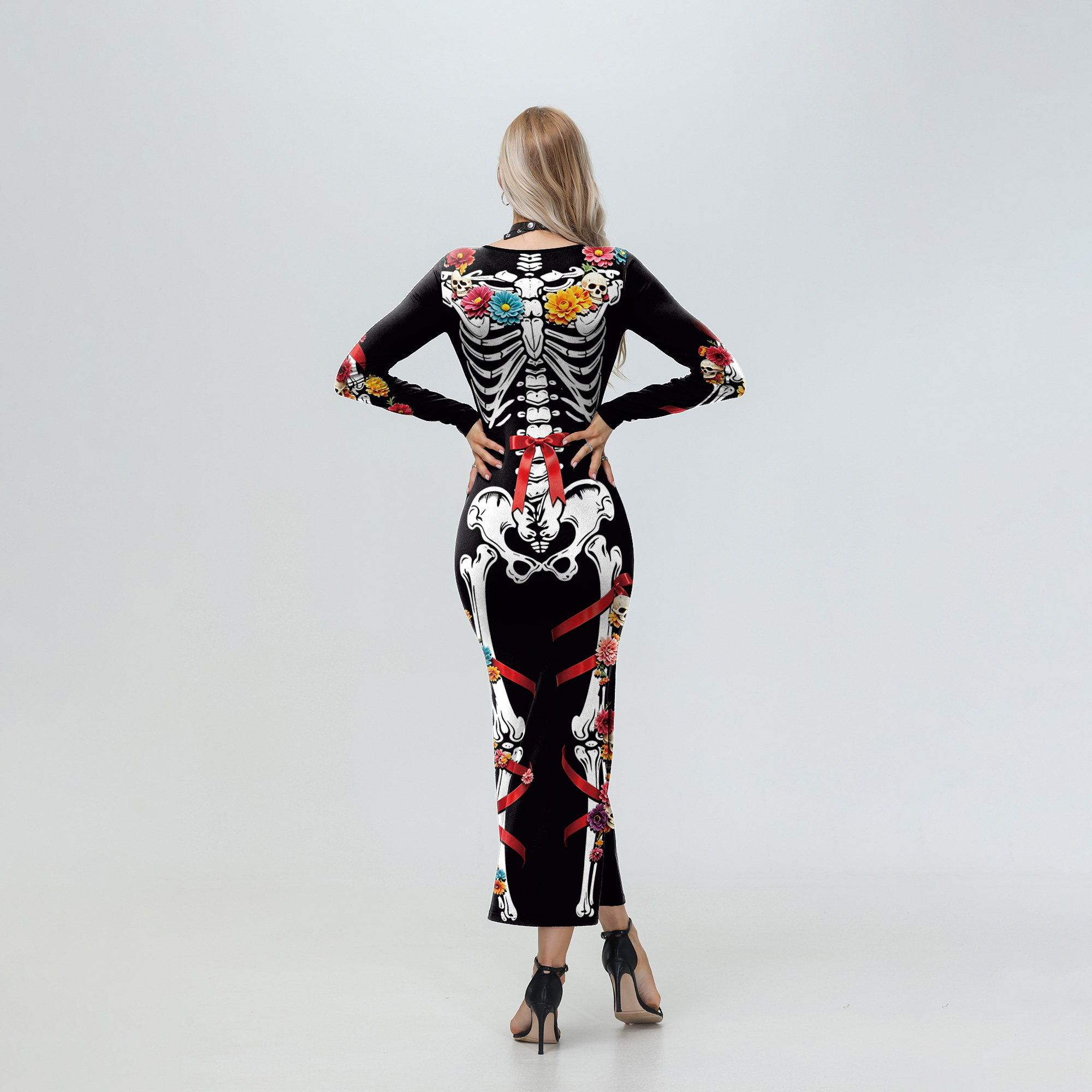Halloween Women Floral Skeleto - огляд і ціна Women'S Red Formal Wear