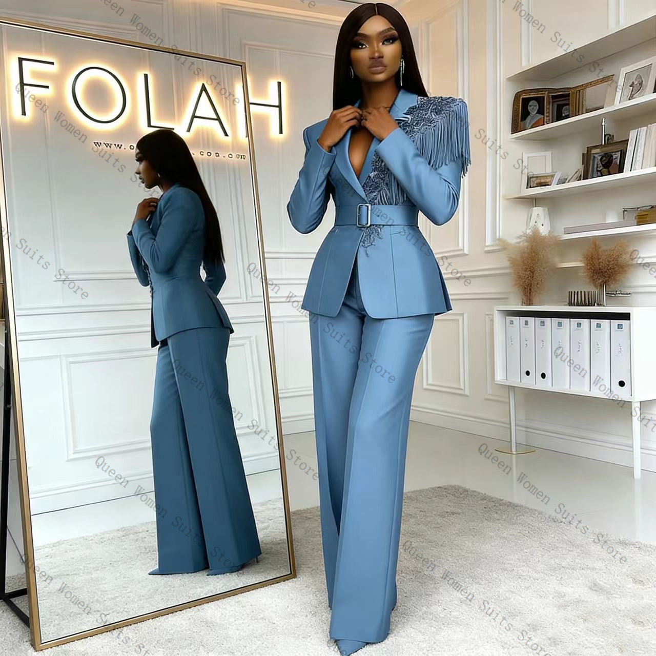 Tassel Blue Women Suit Pants S - огляд і ціна Women Formal Wear Coat