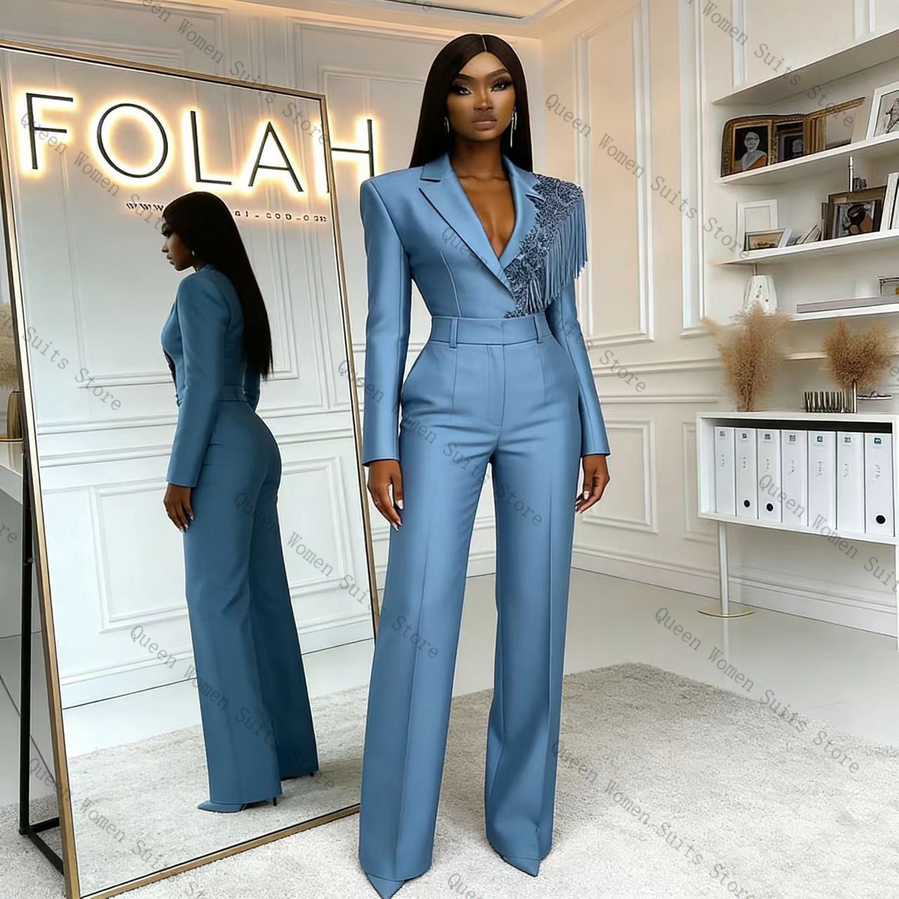 Tassel Blue Women Suit Pants S - огляд і ціна Women Formal Wear Coat