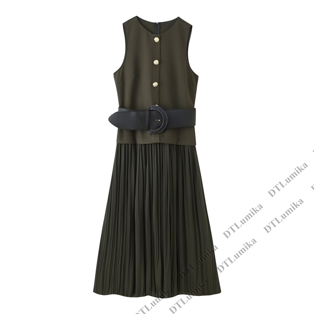 Women’s Olive Green Sleeveless - огляд і ціна Women Formal Wear Belt