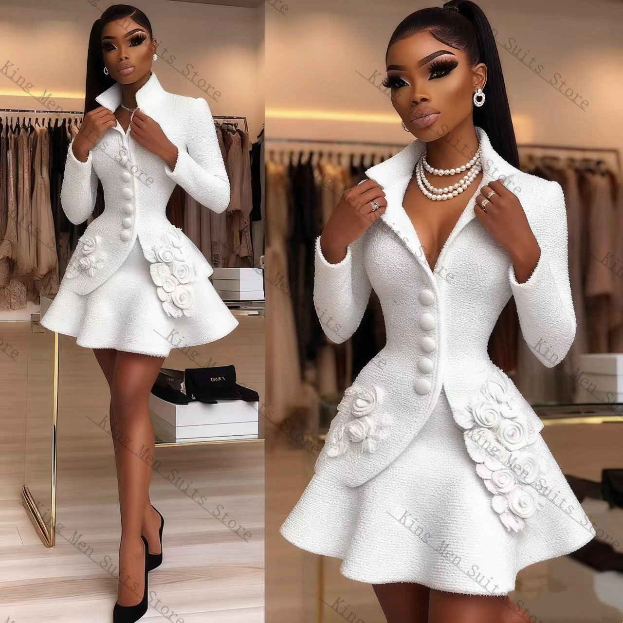 Luxury White Women Suit Set 2  - огляд і ціна Women Formal Wear Coat