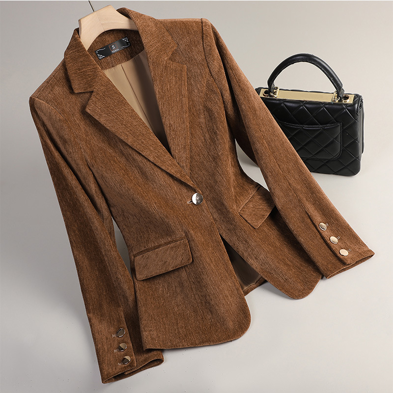 Yellow Gold Velvet Blazer Wome - огляд і ціна Women Formal Wear Coat