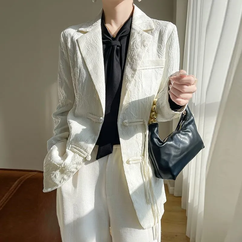 Women's White Textured Blazer  - огляд і ціна Women Formal Wear Coat