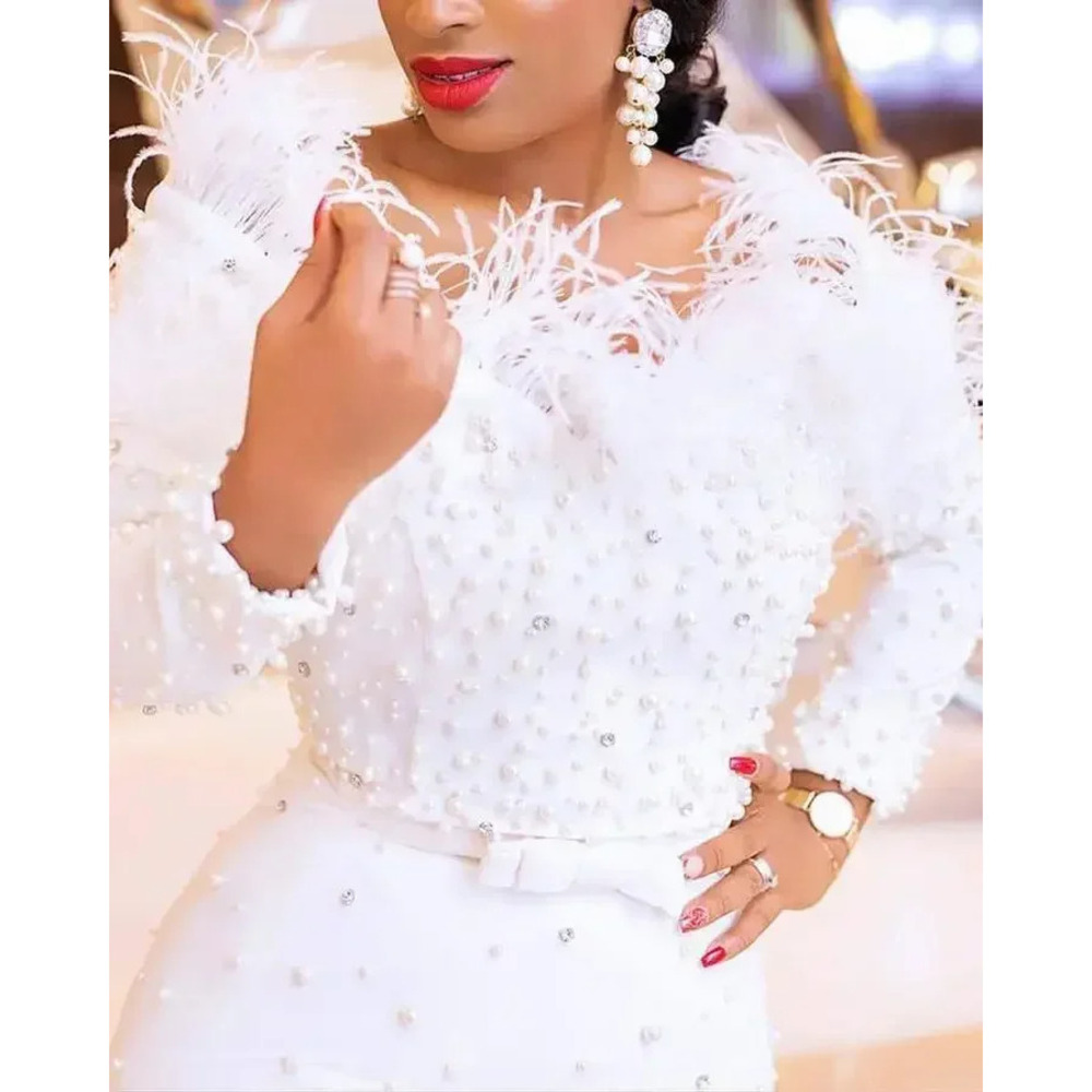 Feather White Dress Party Wome - огляд і ціна Formal Wear Gowns For Women