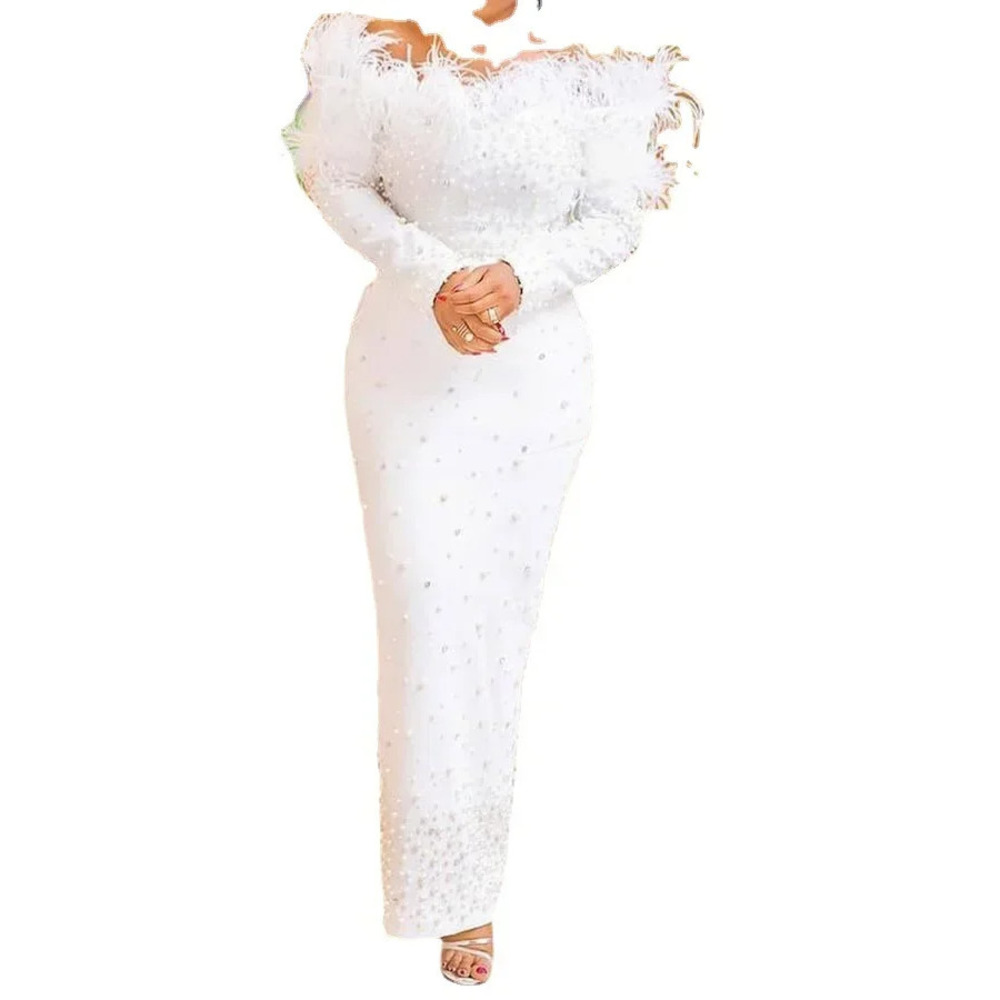 Feather White Dress Party Wome - огляд і ціна Formal Wear Gowns For Women