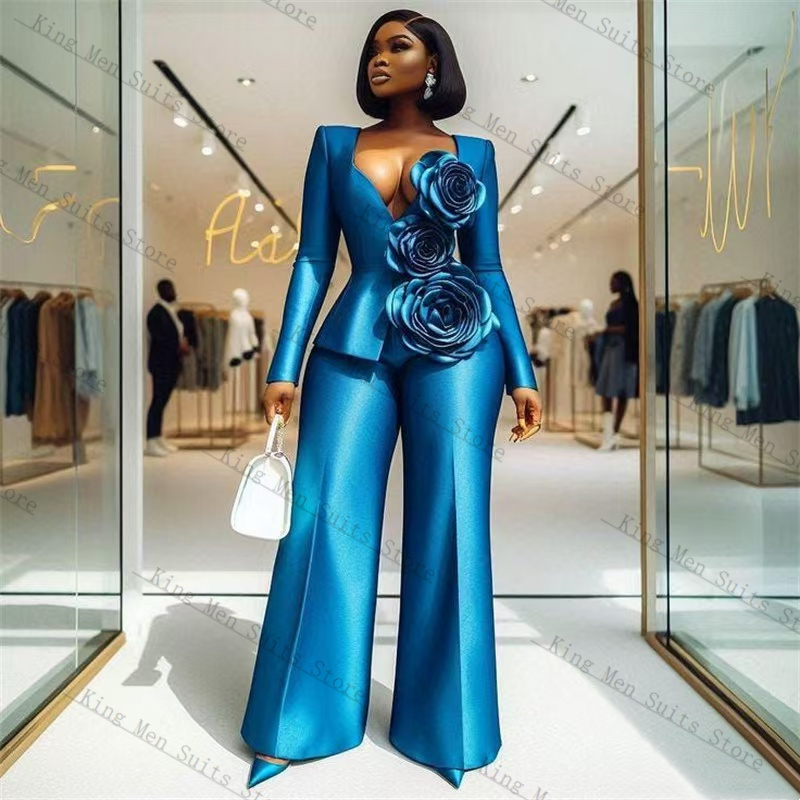 Blue Satin Women Suit Set 2 Pc - огляд і ціна Women'S Formal Wear For Wedding Guest